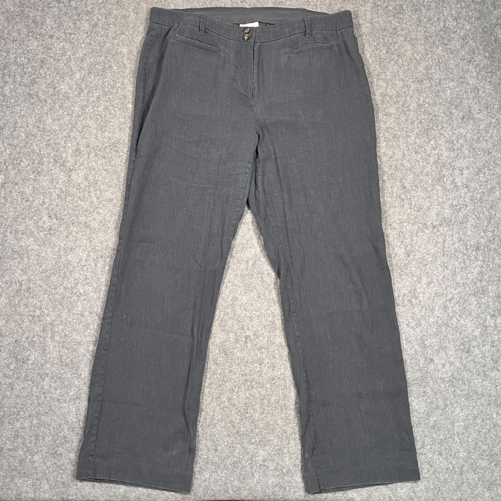 J. Jill Linen Stretch Gray Straight Leg Trousers Dress Pants Women's Size 12